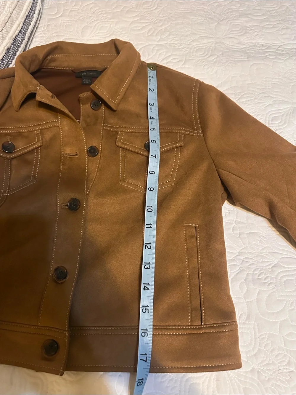 J. Jill Cropped Faux Suede Jacket in Chestnut Brown - Women's